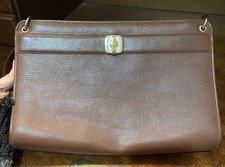 Vintage 70s Leather Christian Dior Brown Shoulder Bag with zip pocket