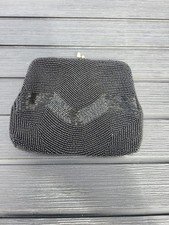 Vintage Bags by Josef Hand Beaded Clutch Hand Bag Black Japan