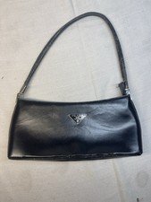 Vintage Black Leather Prada Shoulder Bag Y2K Style