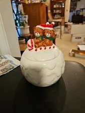 Vintage Christmas Around the World Snowball Candy Cookie Jar Bears on Candy Sled