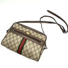 Vintage GUCCI Crossbody Bag Sherry Line PVC GG Shoulder Purse Auth From Japan