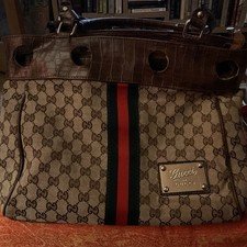 Vintage Gucci GG Canvas Shoulder Bag – Web Stripe – Pre-Owned – See Photos
