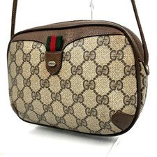 Vintage GUCCI Shoulder Bag CrossBody Bag Sherry Line PVC Leather Brown Auth