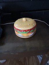 Vintage Hamburger Cookie Jar Ceramic Burger Kitchen Storage Container Divided