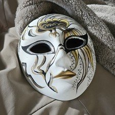 Vintage Hand Painted Porcelain Venetian Mask Wall Hanging Masquerade Mask