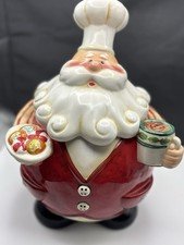 Vintage Home Interiors Santa Chef Cookie Jar Holiday Ceramic Excellent 12”