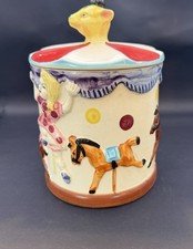 Vintage Japan Carousel Cookie Jar Risqué Adult Humor Circus Figures Ceramic