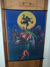 Vintage LoZ Zelda Majora's Mask Wall Scroll Vintage Rare Anime Cloth Art Skull