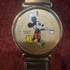 Vintage Pulsar Quartz Walt Disney Mickey Mouse Wrist Watch Time Piece (113)