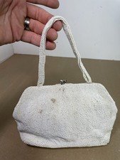 Vintage White Bead Purse Handbag Clutch Bag Made In Japan Richere