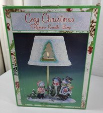 VTG 2002 NIB Cozy Christmas Snowman Tealight Candle Lamp w/Shade