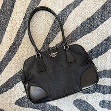 VTG Prada Tessuto Bauletto Nylon Leather Bowling Bag Purse