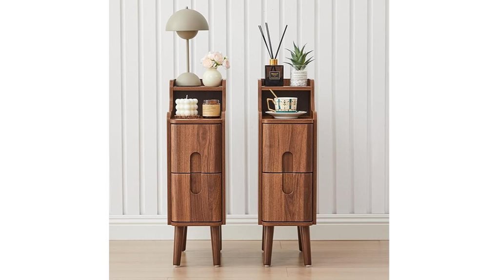 walnut nightstand drawer set