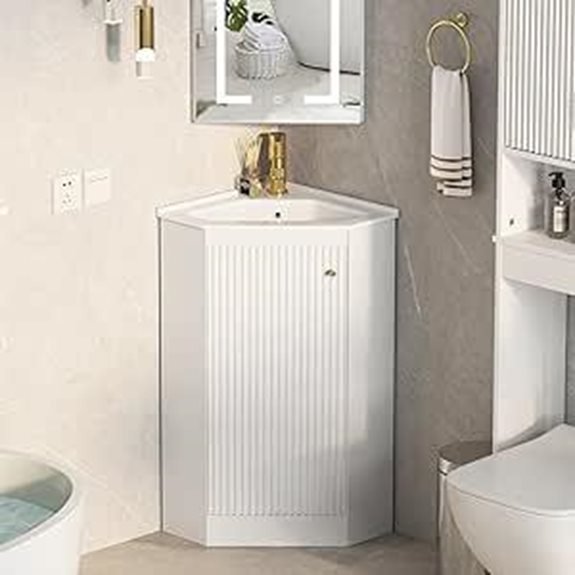 24 Corner Bathroom Vanity Sink Combo White