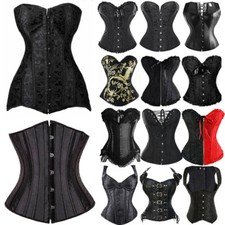 Women Steampunk Lace Up Plus Size Corset Black Waist Training cincher Bustier