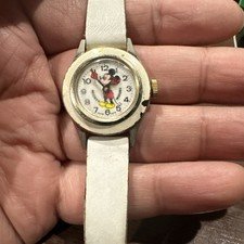 Working Vintage Bradley Mickey Mouse 25mm Wind up Watch - Swiss Made White Band