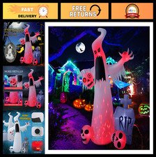12FT Halloween Inflatable Ghost with Skulls & Tombstone - Outdoor Yard Decor, Pa