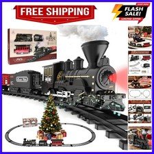 15-Piece christmas tree train Set with Smoke, Sound & Lights - Fancy Track & ...