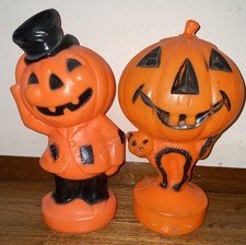(2) 14” Vintage Circa 1969 Halloween Table Top Blow Molds USA Empire Plastics +?