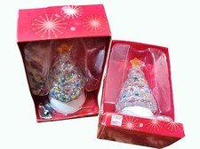2 Color Changing Christmas Tree Figurines 3.5" Tall In original Packages WORKS