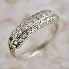 2Ct Round Cut Art Deco Style Lab-Created Diamond Wedding Ring 14K White Gold FN