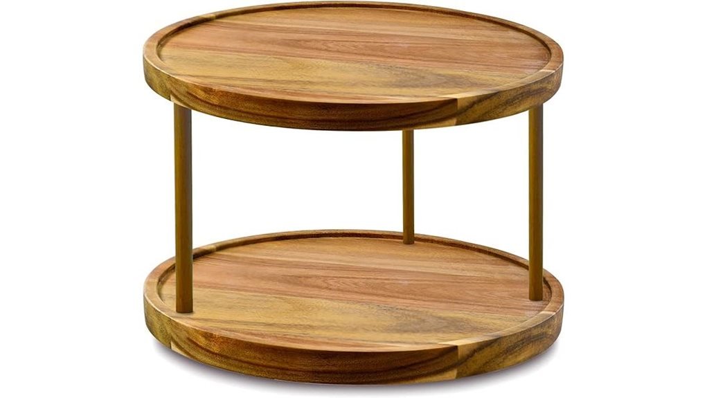 acacia wood lazy susan organizer