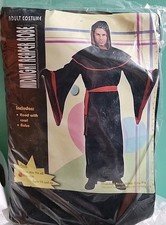 Adult Grim Reaper Costume Hood W/Cowl, Robe Black Red Plus Size