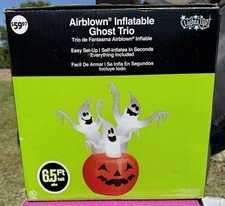 Airblown Inflatable Ghost Trio Lights Up 6.5 ft Halloween Decoration