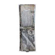 Antique Cigarette Case 3 Inch Filigree Floral Art Deco Sterling Silver 76.3g
