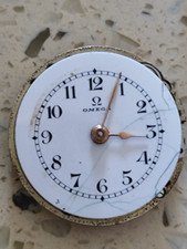 Antique Omega Pocket Watch Movement Small with Dial & Crown Work & Stop