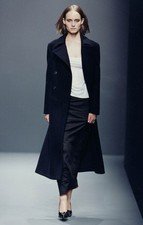 Archive PRADA Fall 1997 Black Wool Double Breasted Long Coat IT 40 Vintage