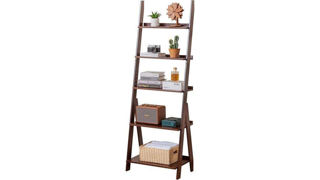 bamboo ladder shelf bookcase