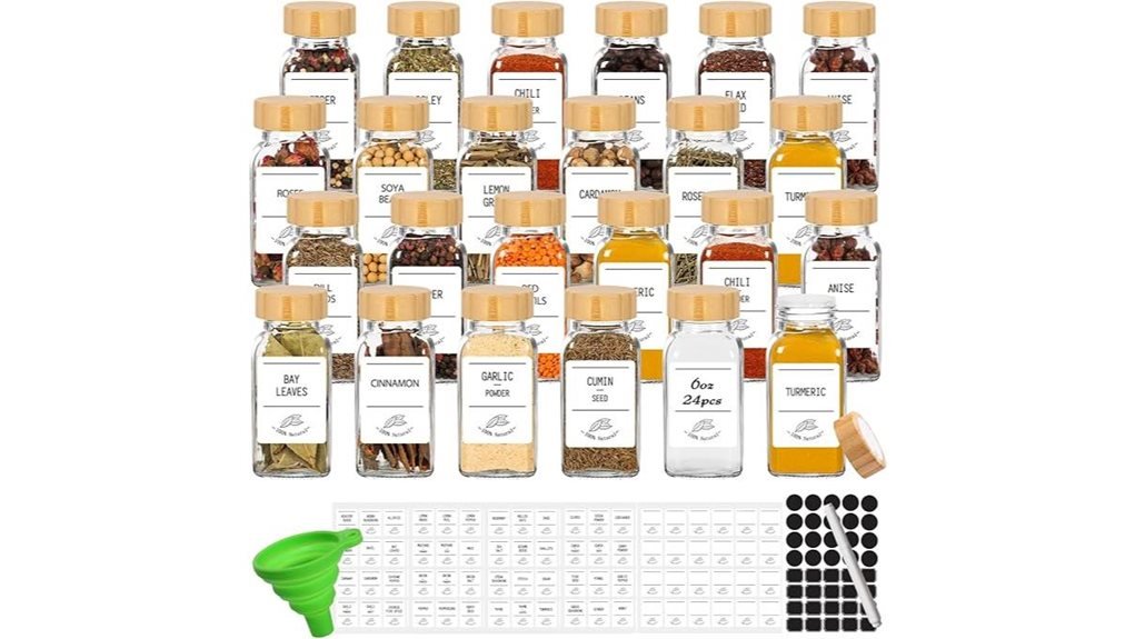 bamboo lidded glass spice jars