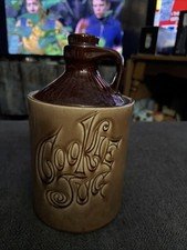Beautiful Vintage 1950s McCoy USA Cookie Jug Moonshine Jug Cookie Jar w/Lid
