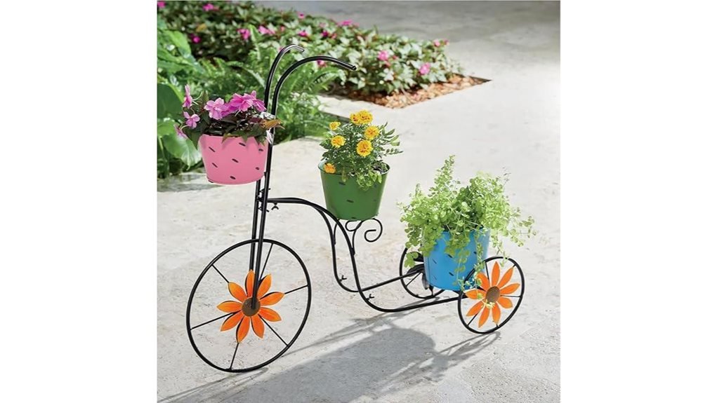 bicycle planter stand with buckets