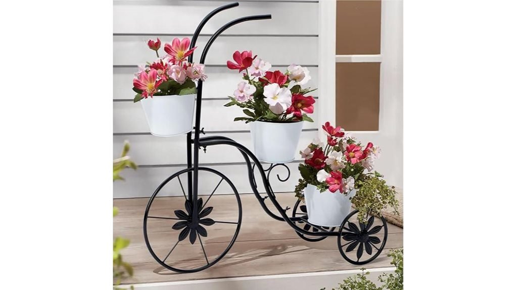 bicycle planter stand with buckets