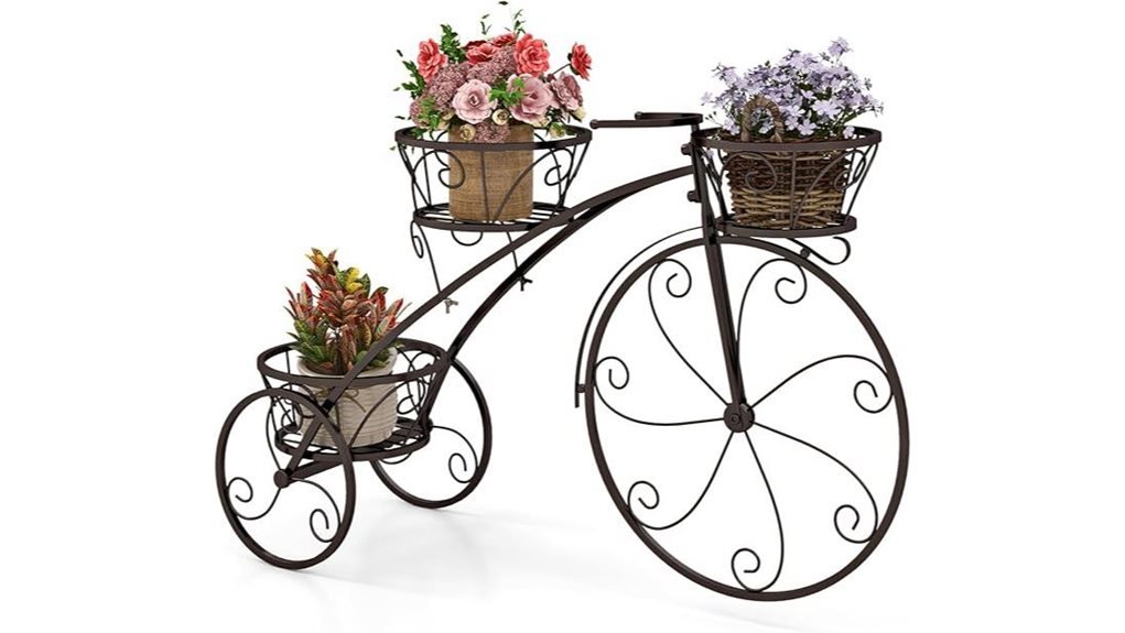 bronze tricycle flower planter