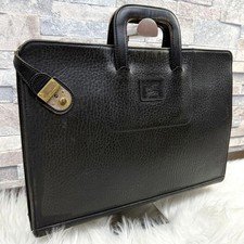 Burberrys Leather Business Bag Briefcase Shibo Leather Black Vintage Used