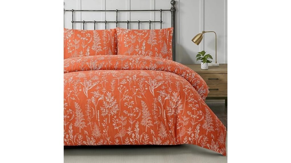 burnt orange floral duvet