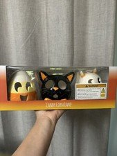 Candy Corn Lane Ceramic LED Lights Candy Corn Cat Ghost Halloween Spooky Decor