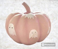 Candy Corn Lane Pink Pumpkin & Ghosts Halloween Holiday Tabletop Decor 8" NIB