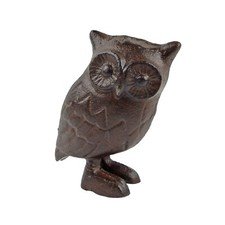 Cast Iron Owl Figurine Statue Shelf Sitter Home Decor Rustic Finish 4.5 in Tall
