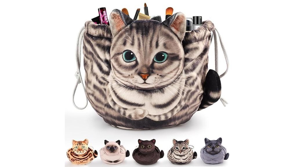 cat themed travel cosmetic pouch