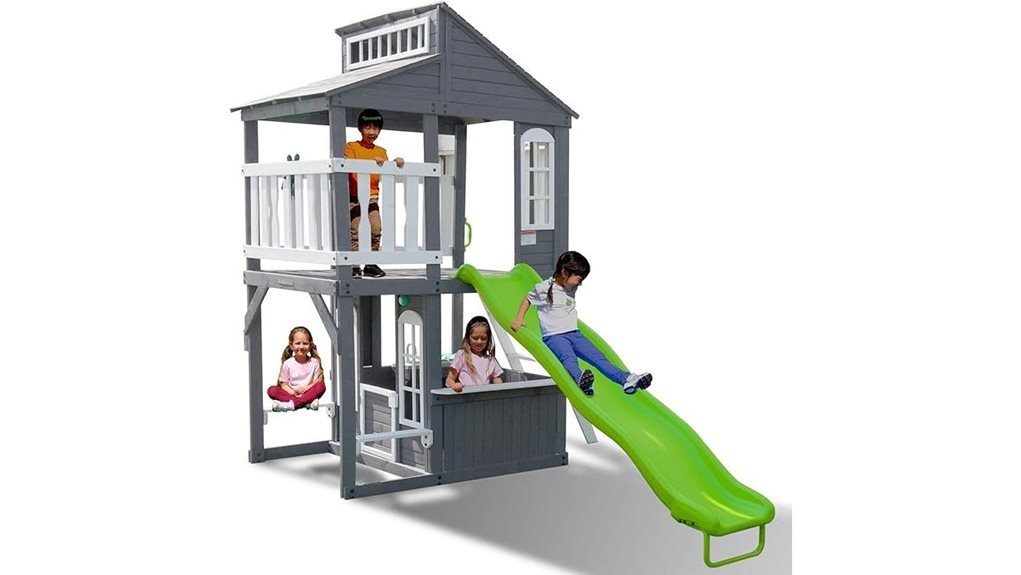 cedar playhouse with slide