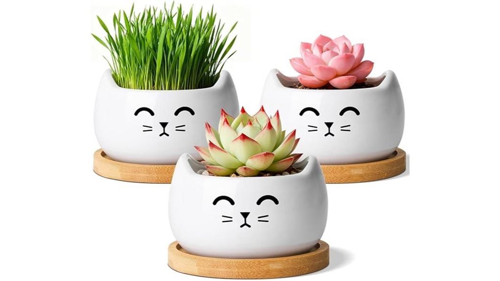 ceramic cat planters set