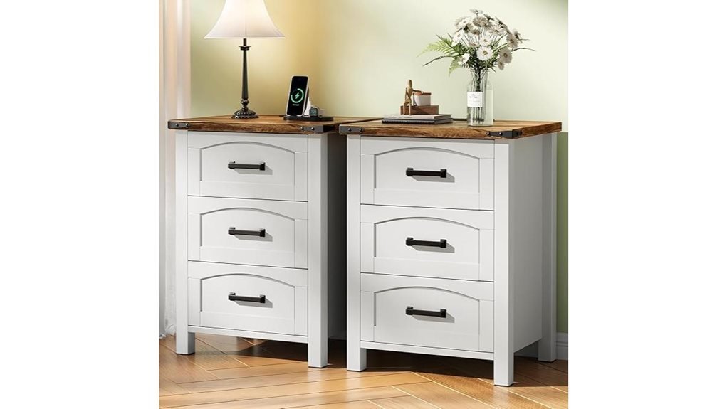 charging farmhouse nightstand set