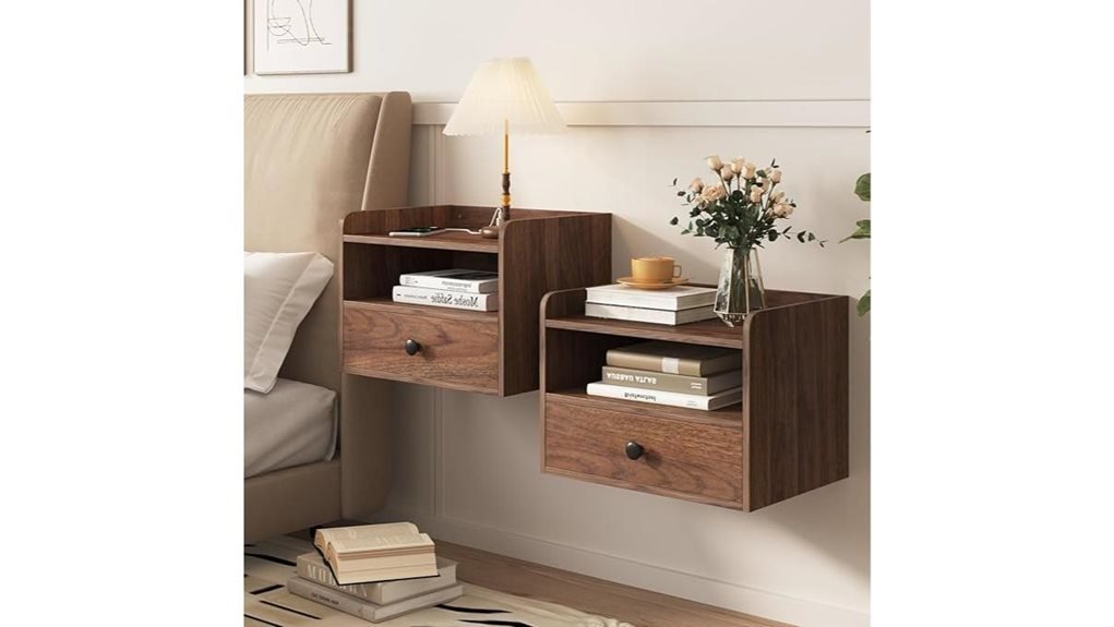 charging floating nightstand set