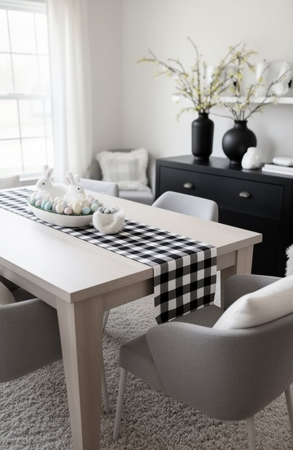 checkered runner with florals