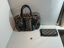 Christian Dior Trotter Monogram Boston Bag Handbag w/ Wallet Insert Vintage