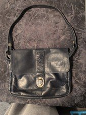 CHRISTIAN DIOR Vintage CD Buckle Logo Shoulder Bag Leather Black